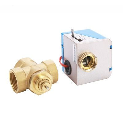 Elektrische waterdiverter 3-Way Control gemotoriseerde zone klep voor DN20 Messing Fan Coil Unit