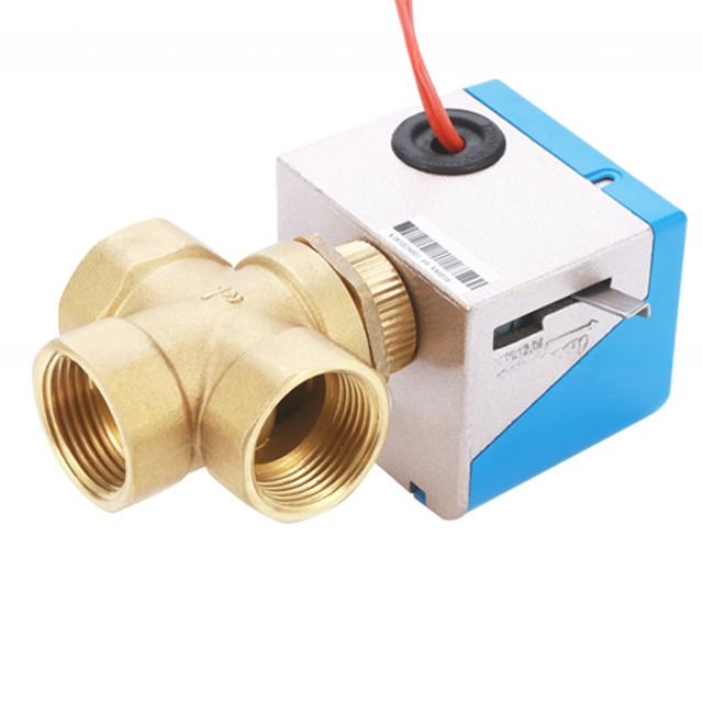 Elektrische waterdiverter 3-Way Control gemotoriseerde zone klep voor DN20 Messing Fan Coil Unit